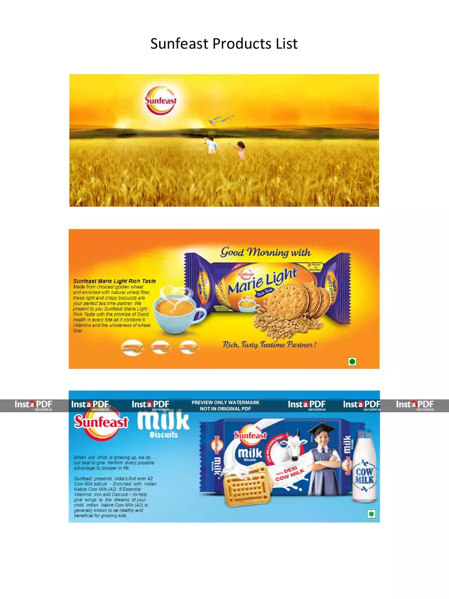 2nd Page of Sunfeast Products List PDF