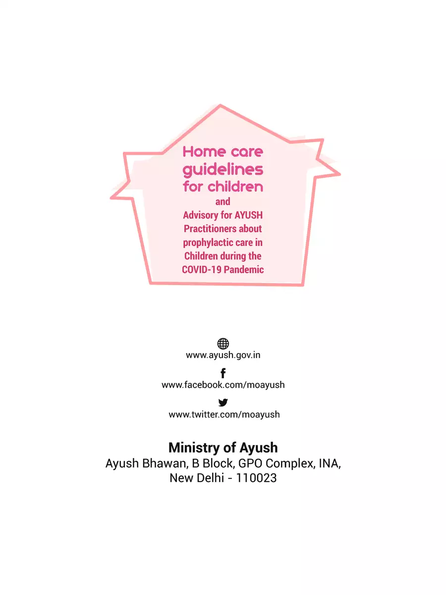 2nd Page of Ayush Ministry Home Care Guidelines for Children During Covid-19 PDF