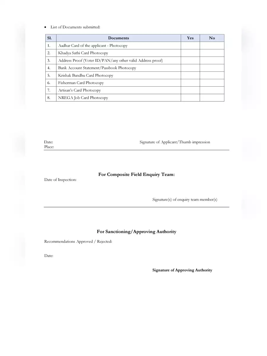 2nd Page of Duare Tran Application Form West Bengal PDF