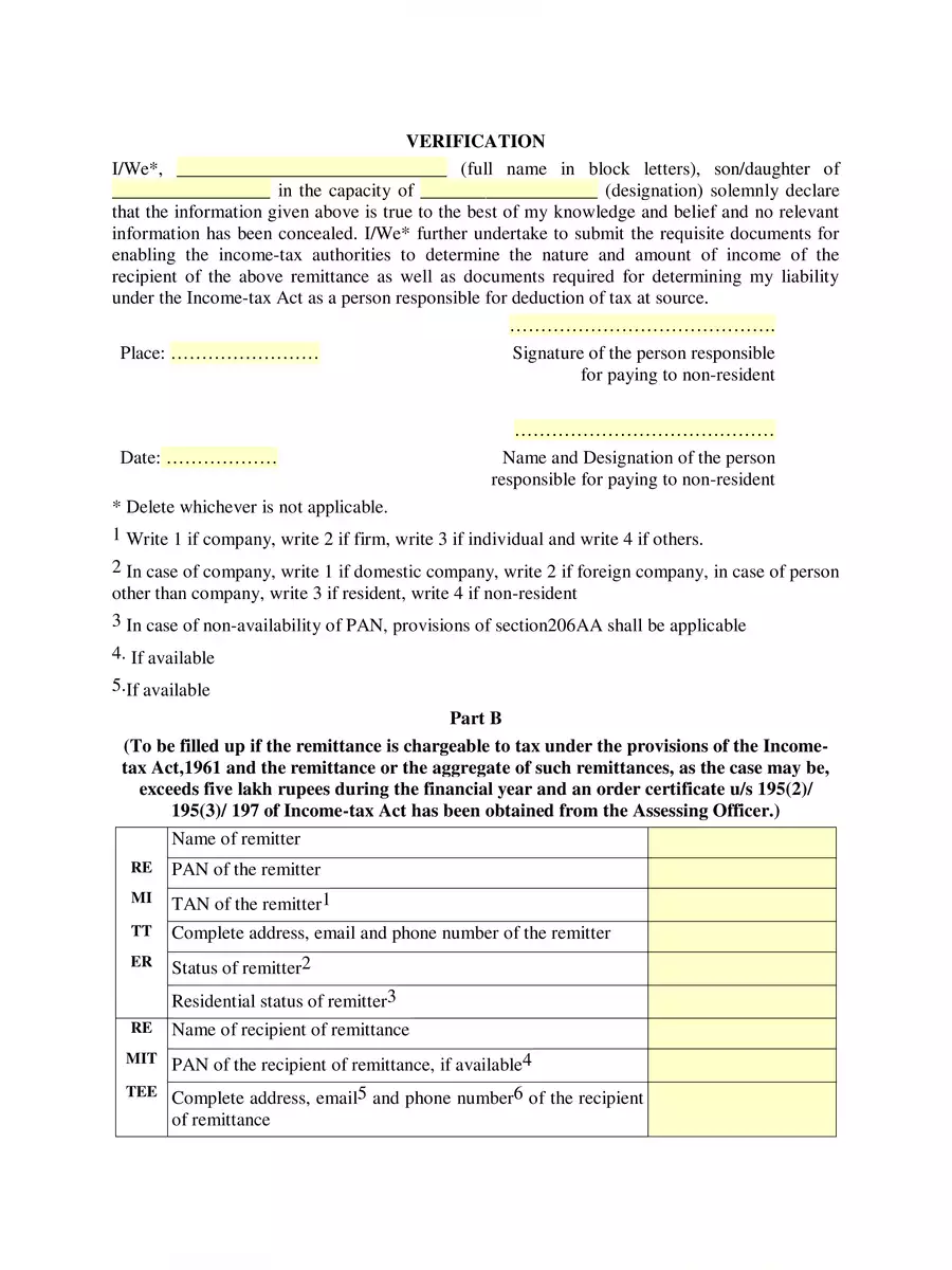 2nd Page of Form 15CA PDF