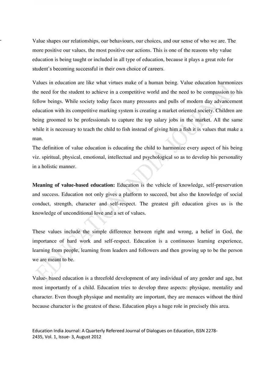 2nd Page of Importance of Value Education PDF