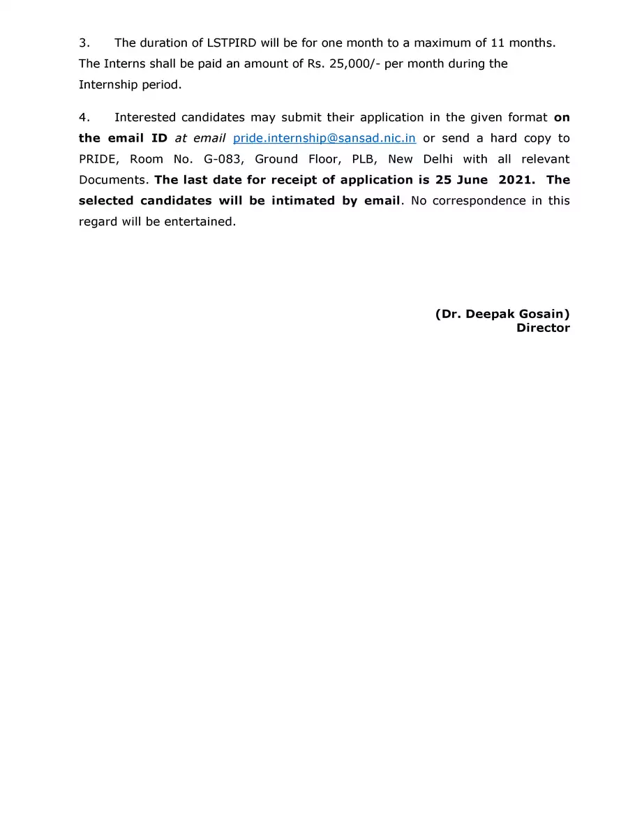 2nd Page of Lok Sabha Internship 2021 Application Form PDF