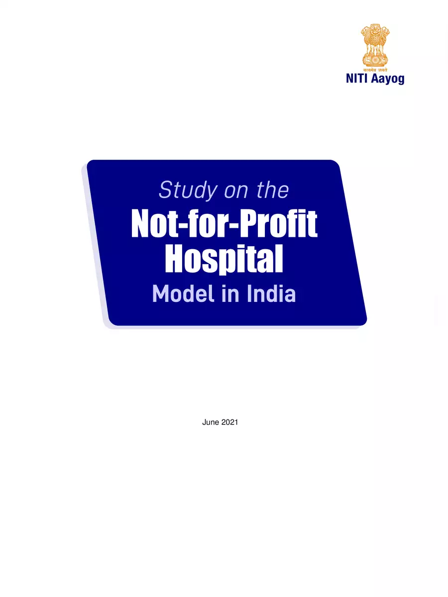 2nd Page of NITI Aayog Study on Not-for-Profit Hospital Model in India PDF