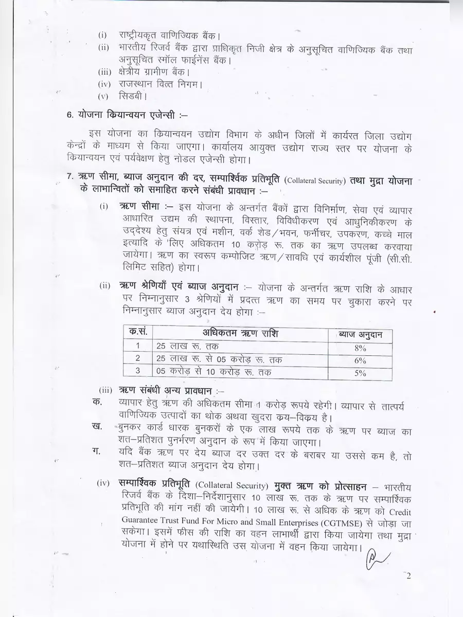 2nd Page of राजस्थान मुख्यमंत्री लघु उद्योग प्रोत्साहन योजना 2024 PDF