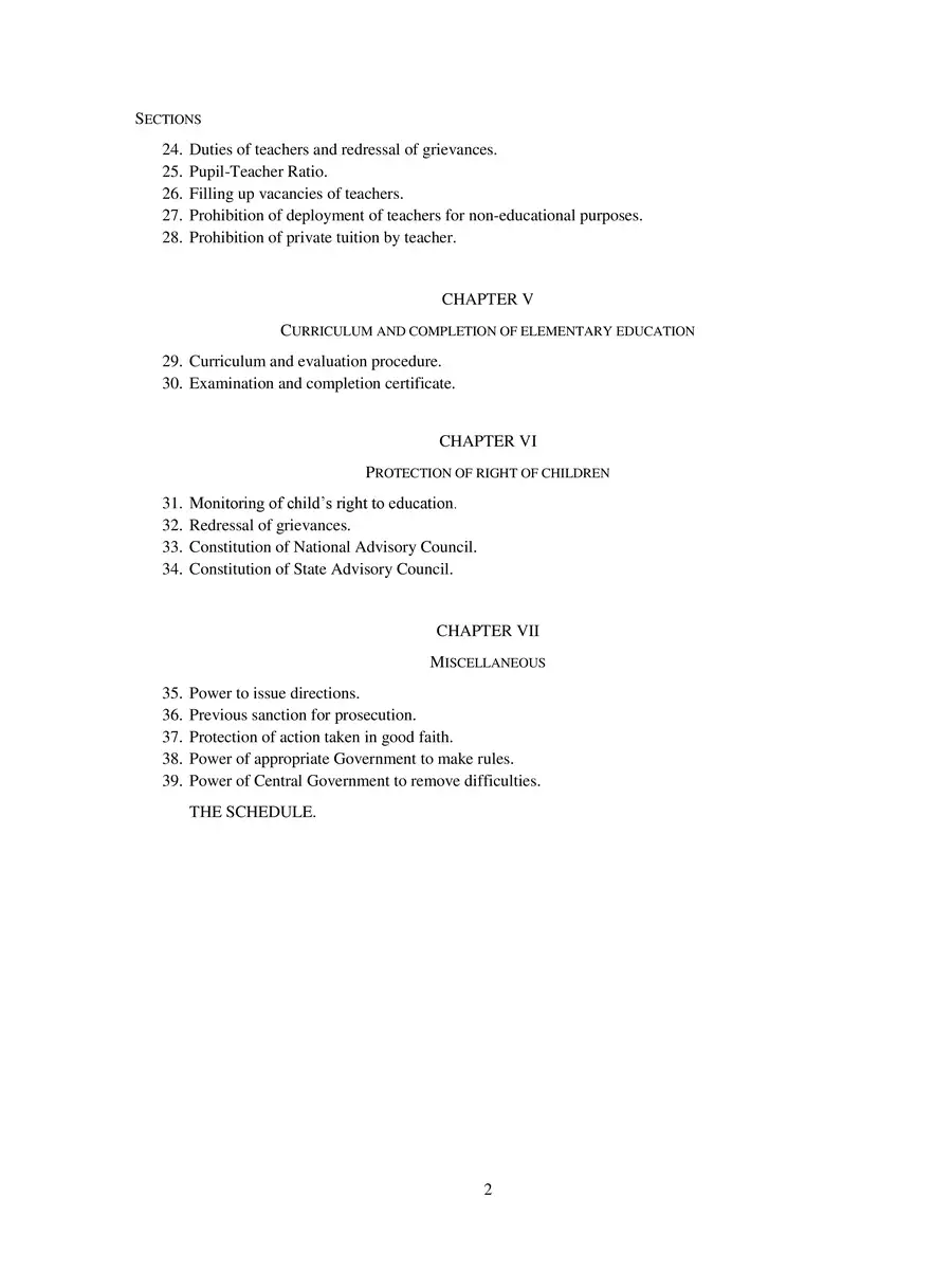 2nd Page of Right to Information Act 2009 PDF