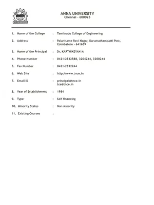 Anna University Courses List