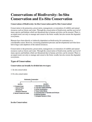 In-Situ and Ex-Situ Conversation of Biodiversity