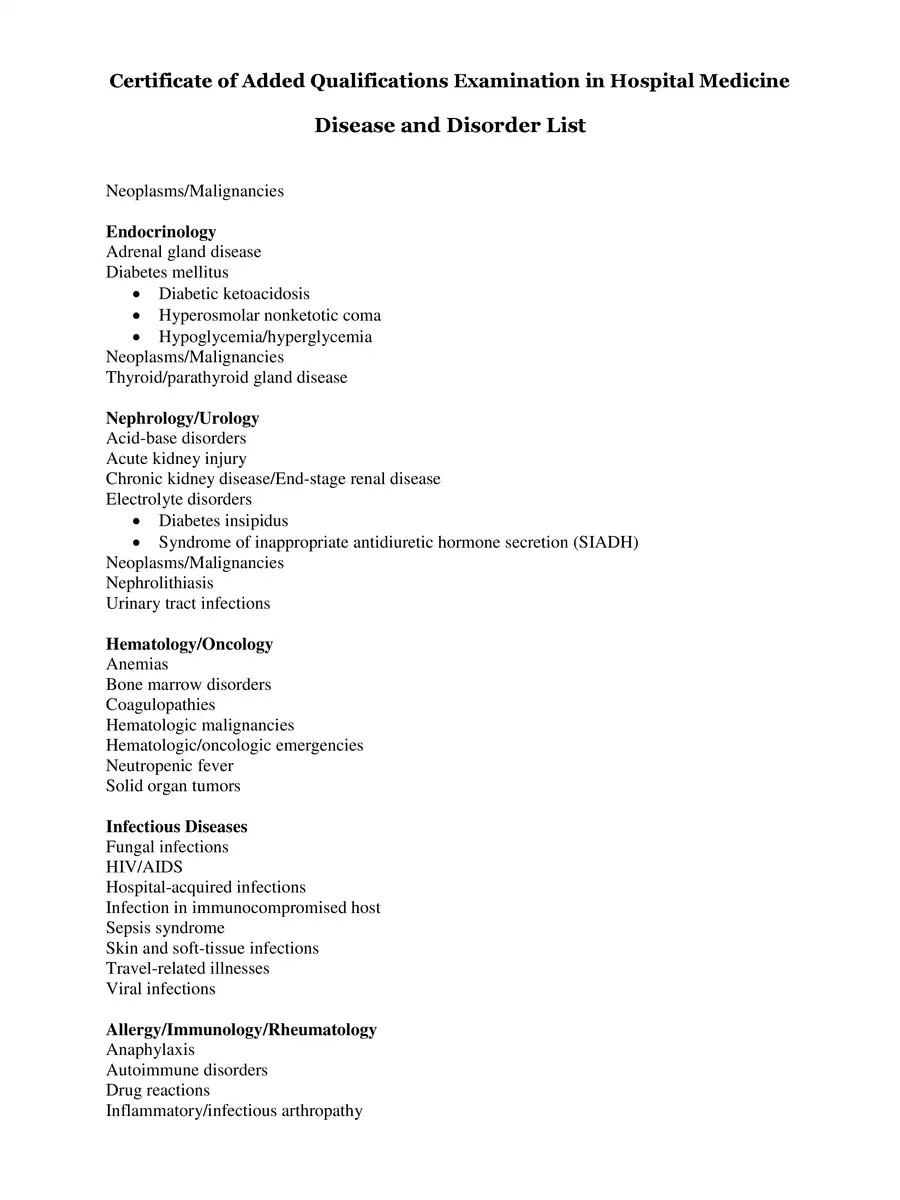 2nd Page of All Disease Name List PDF