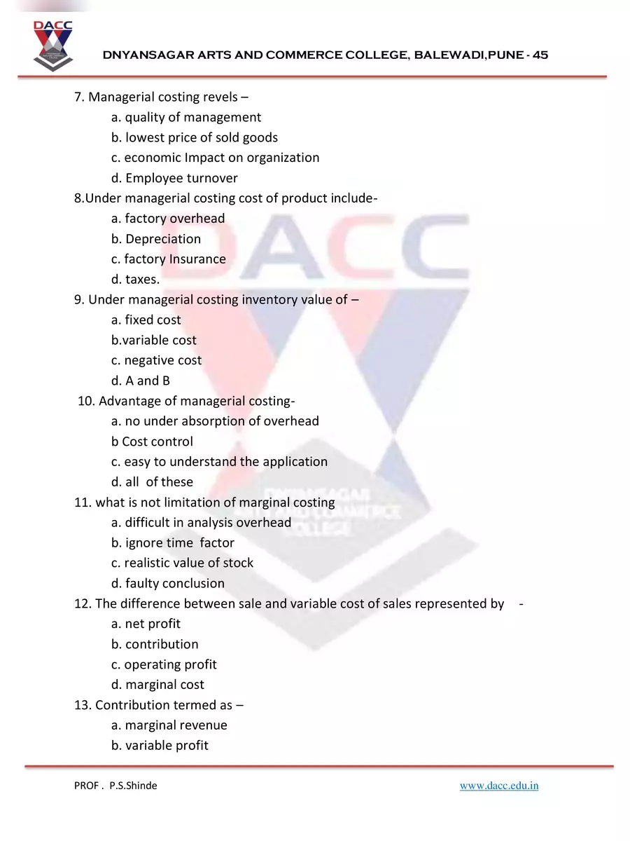 2nd Page of Cost and Works Accounting 3 MCQ PDF
