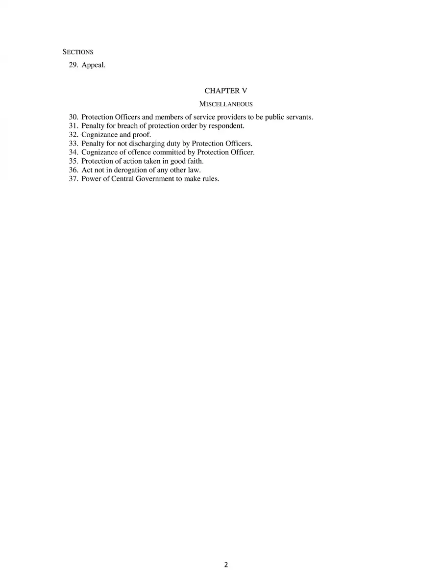 2nd Page of Domestic Violence Act 2005 PDF
