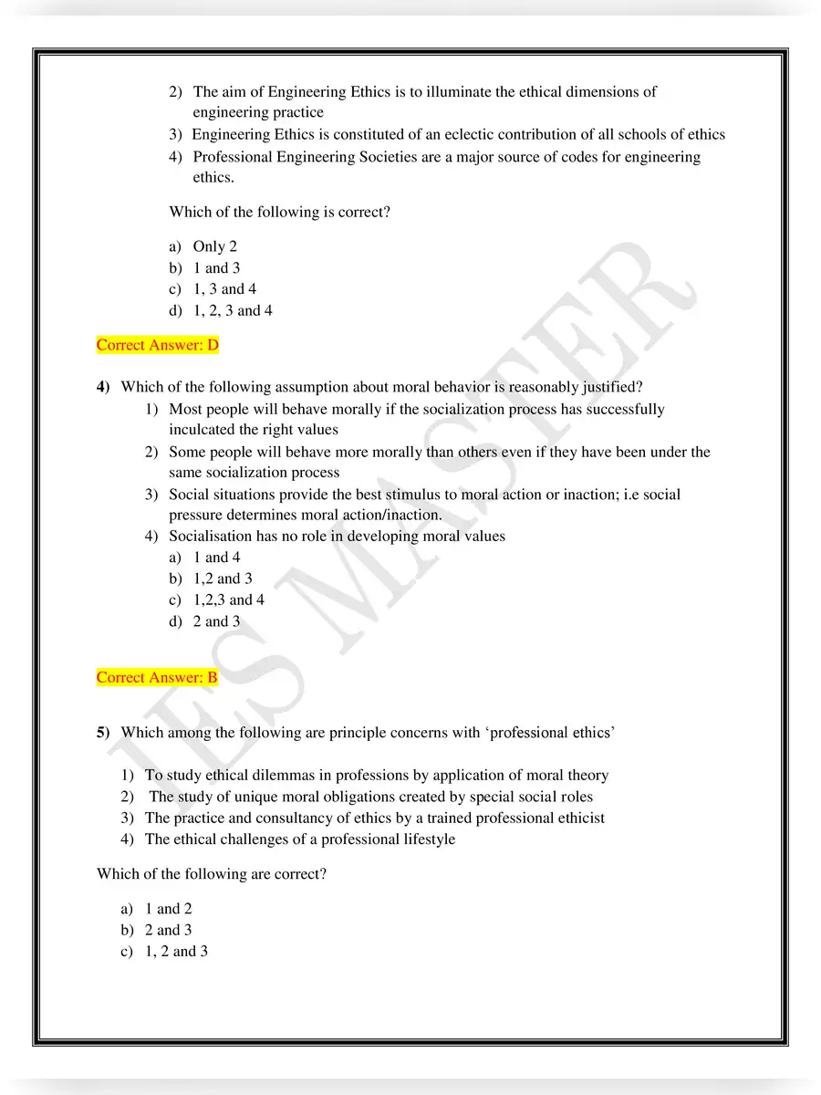 2nd Page of Human Values and Professional Ethics MCQ with Answer PDF