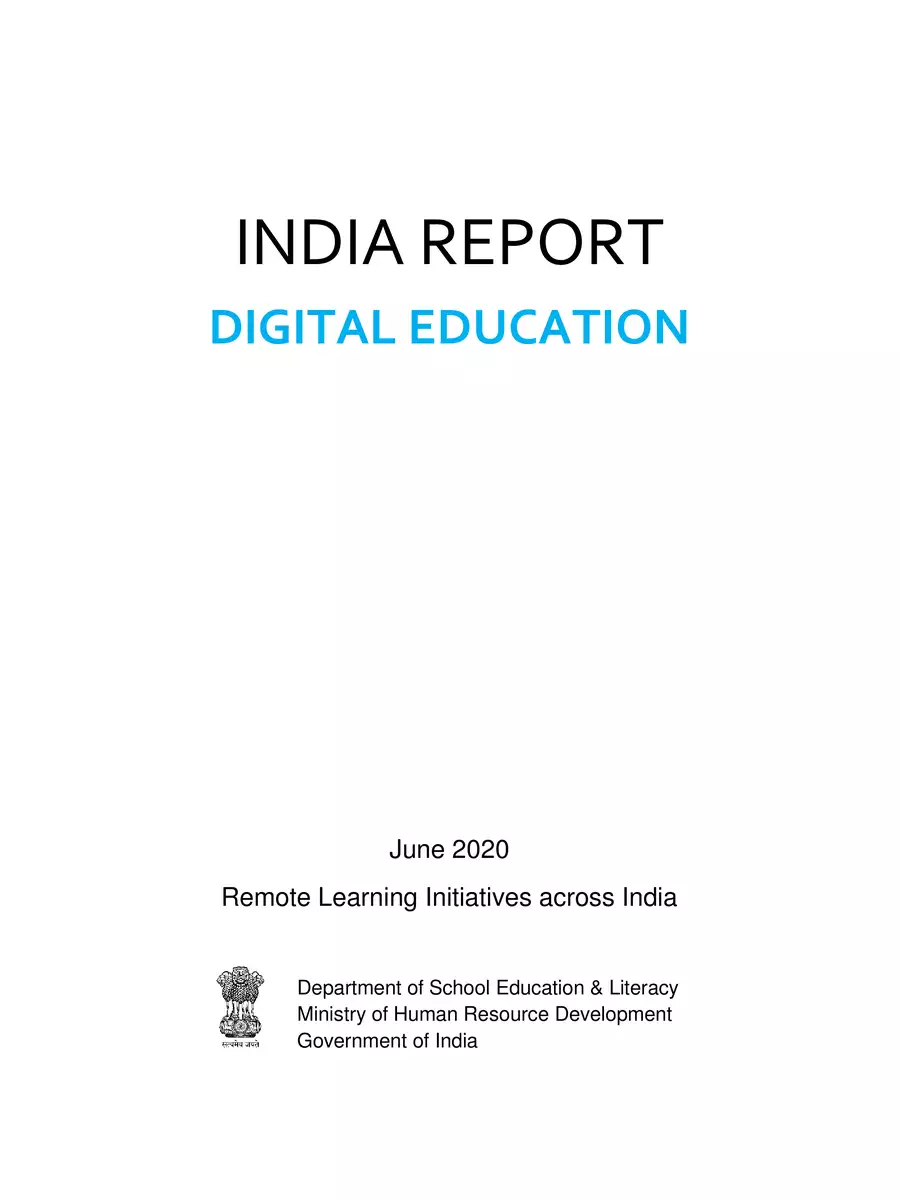 2nd Page of India Report Digital Education PDF