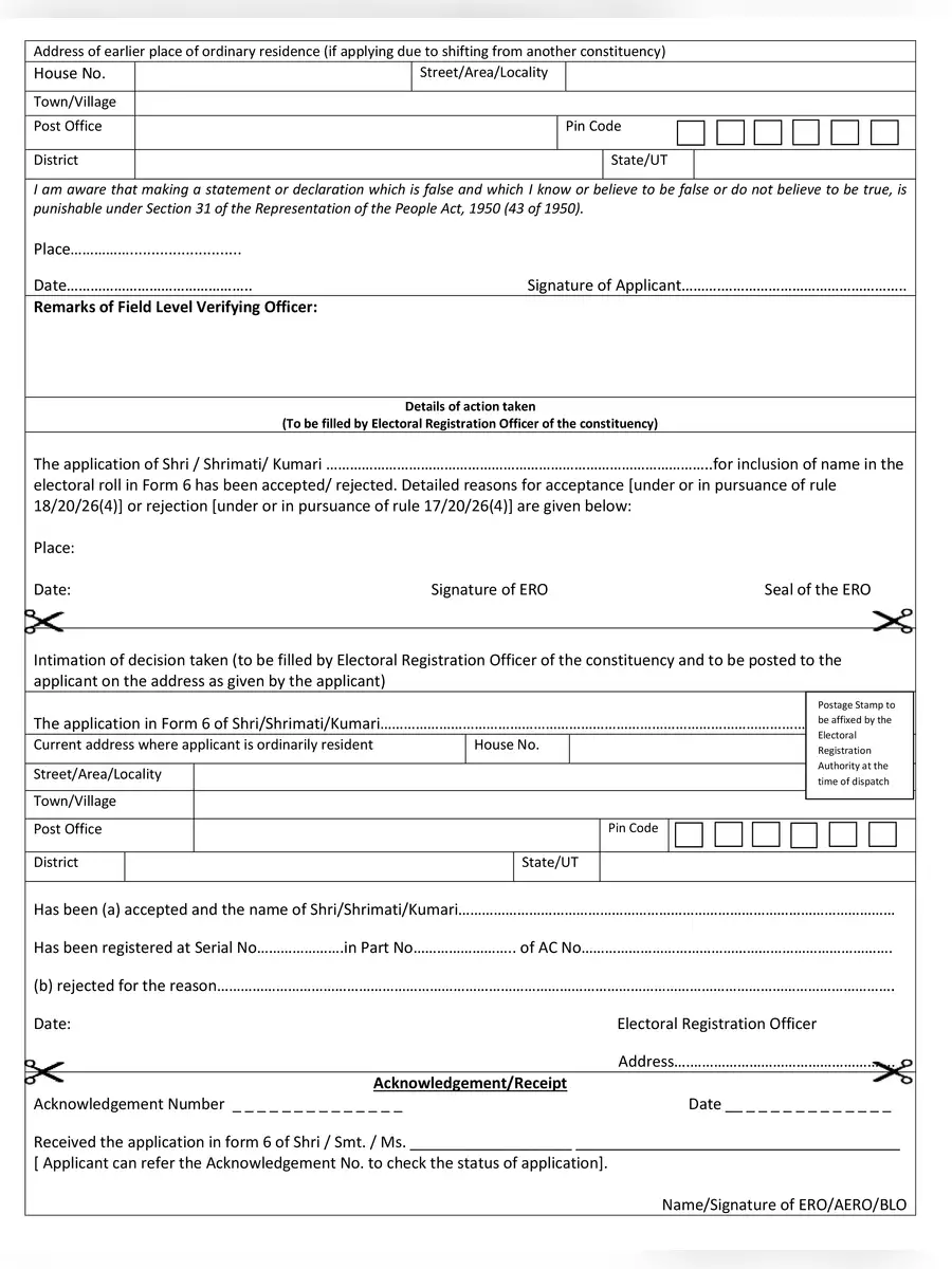 2nd Page of NVSP Form 6 PDF