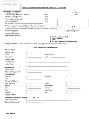 Residence Certificate Form Odisha
