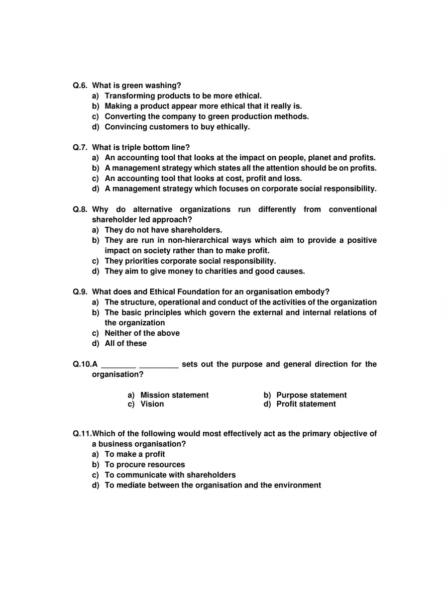 2nd Page of Indian Ethos and Business Ethics MCQ PDF