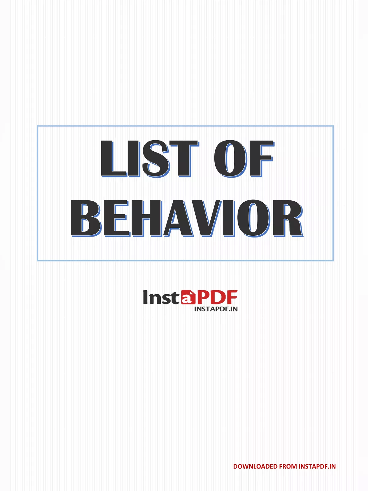 List of Behaviors (30+)