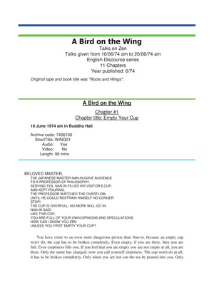 A Bird on The Wing by Osho PDF
