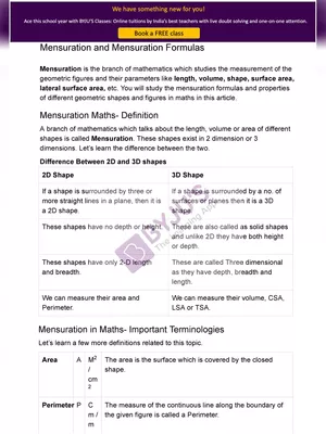 Mensuration Formulas with Examples PDF