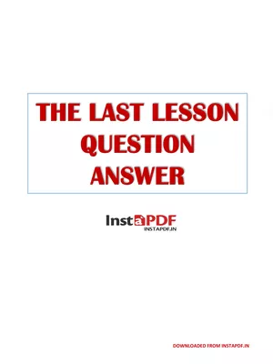 The Last Lesson Question Answer (30 Q & A)