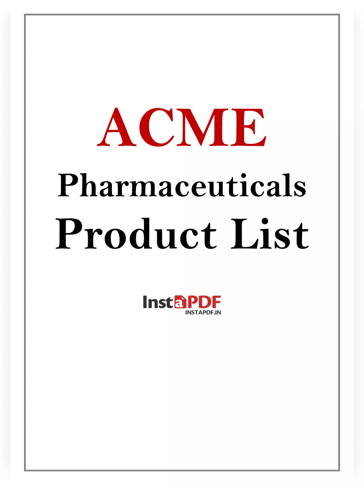 ACME Pharmaceuticals Product List