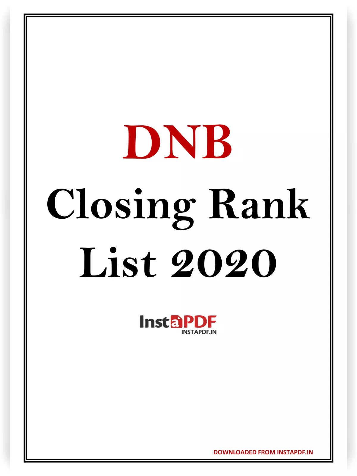 DNB Closing Rank List 2020