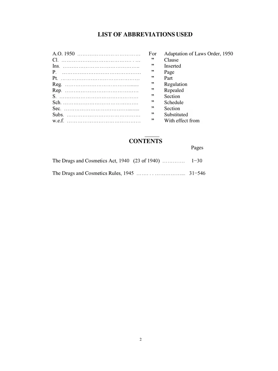 2nd Page of Drugs and Cosmetic Act 1940 PDF