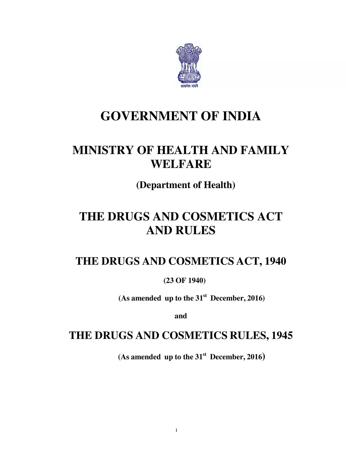 Drugs and Cosmetic Act 1940
