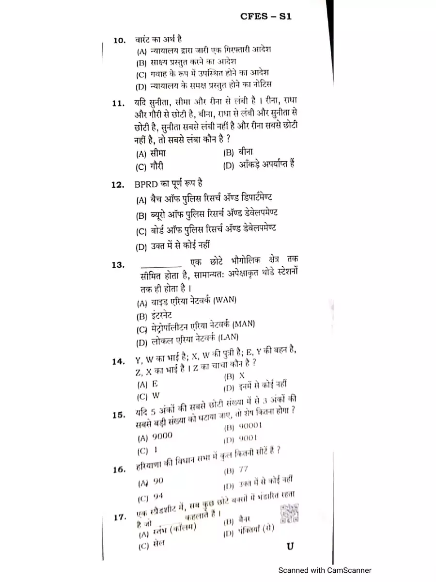 2nd Page of Haryana Police Constable Question Paper 2021 PDF