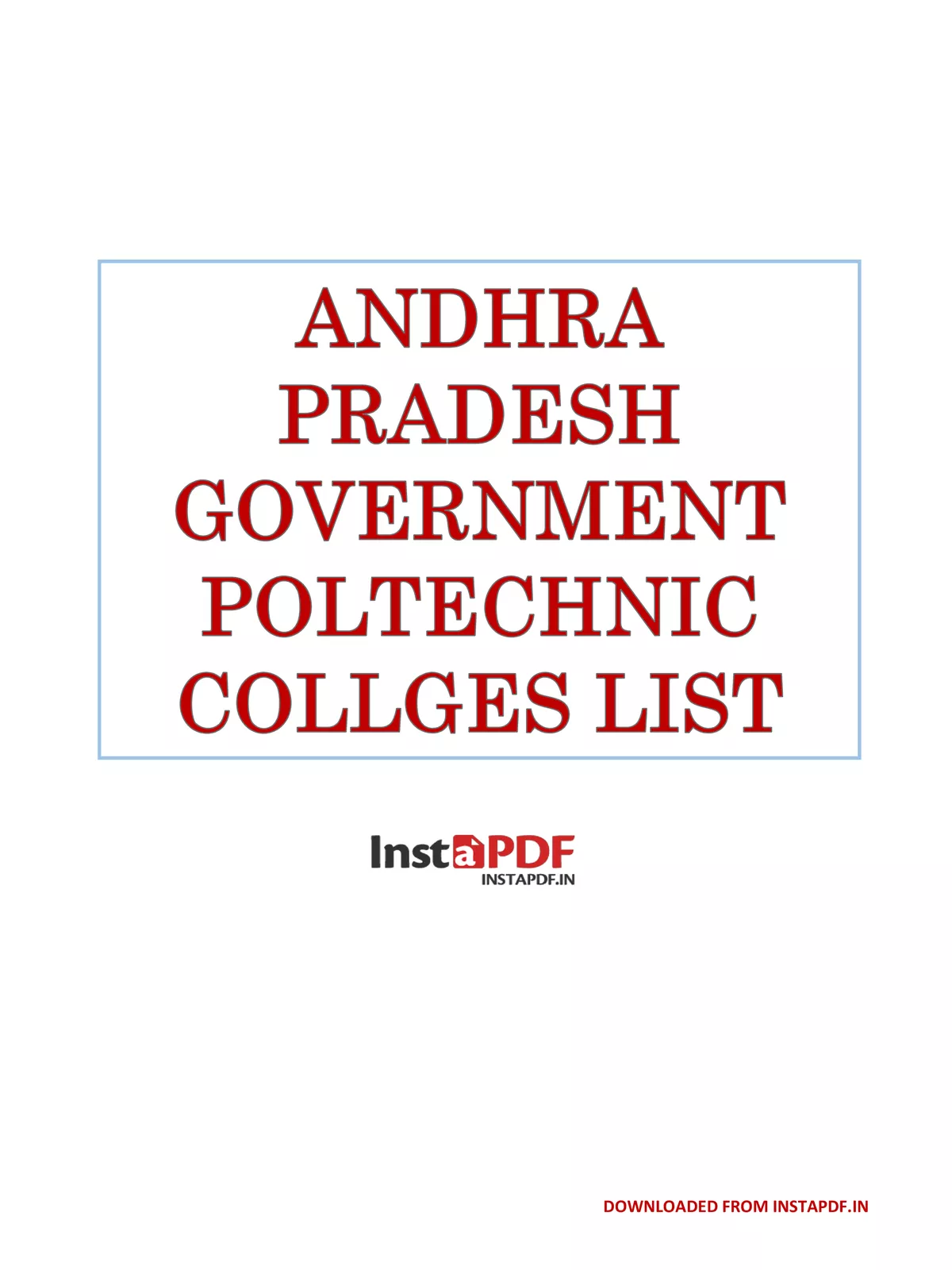 List of Govt Polytechnic Colleges in AP