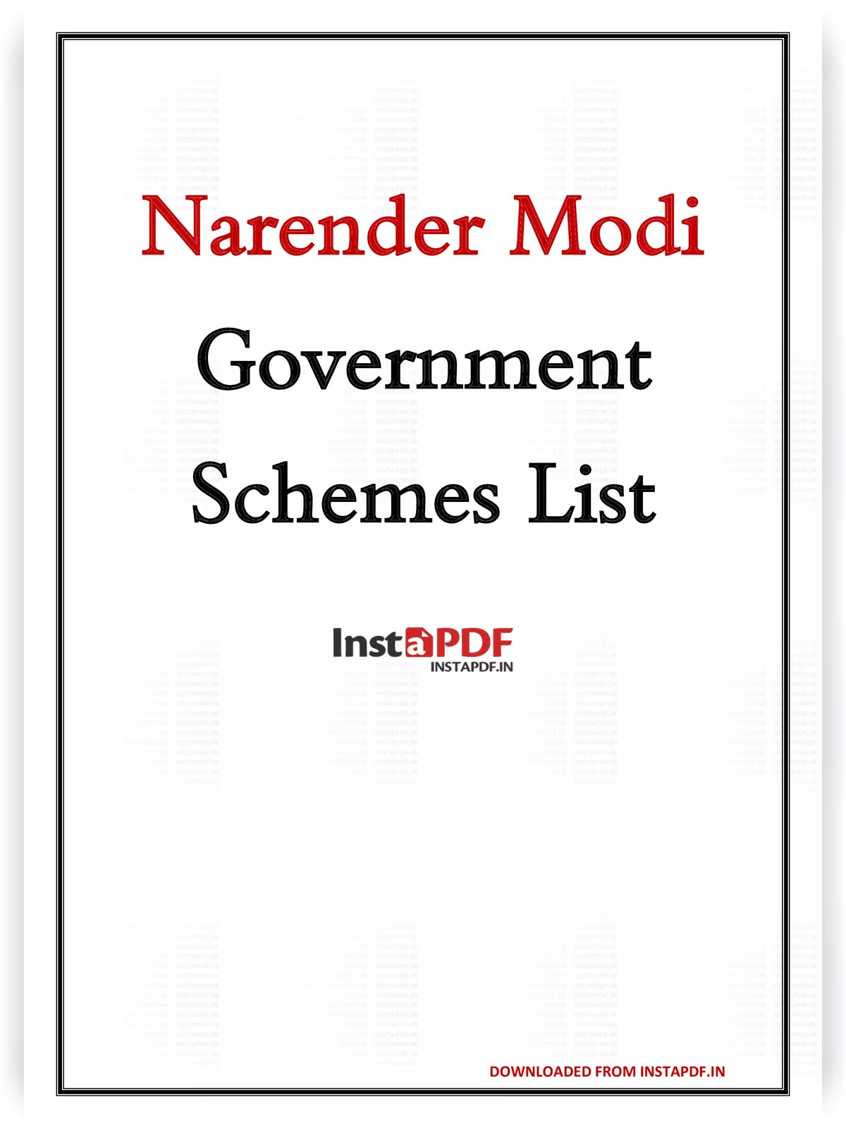 Narendra Modi Government Schemes List