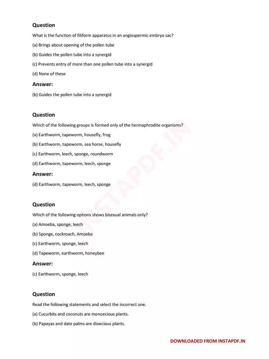 2nd Page of NCERT Biology MCQ with Answers PDF