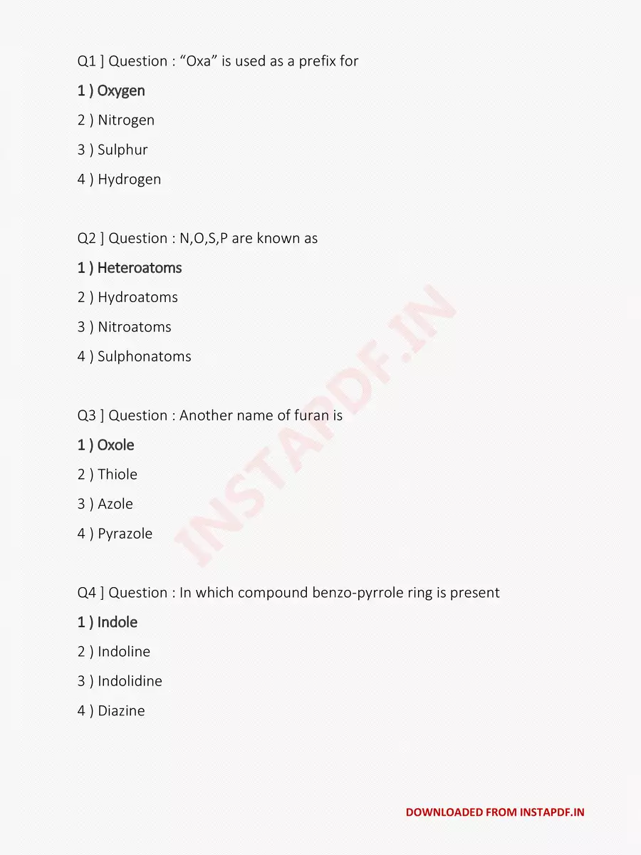 2nd Page of Pharmaceutical Chemistry 2 MCQs with Answers PDF