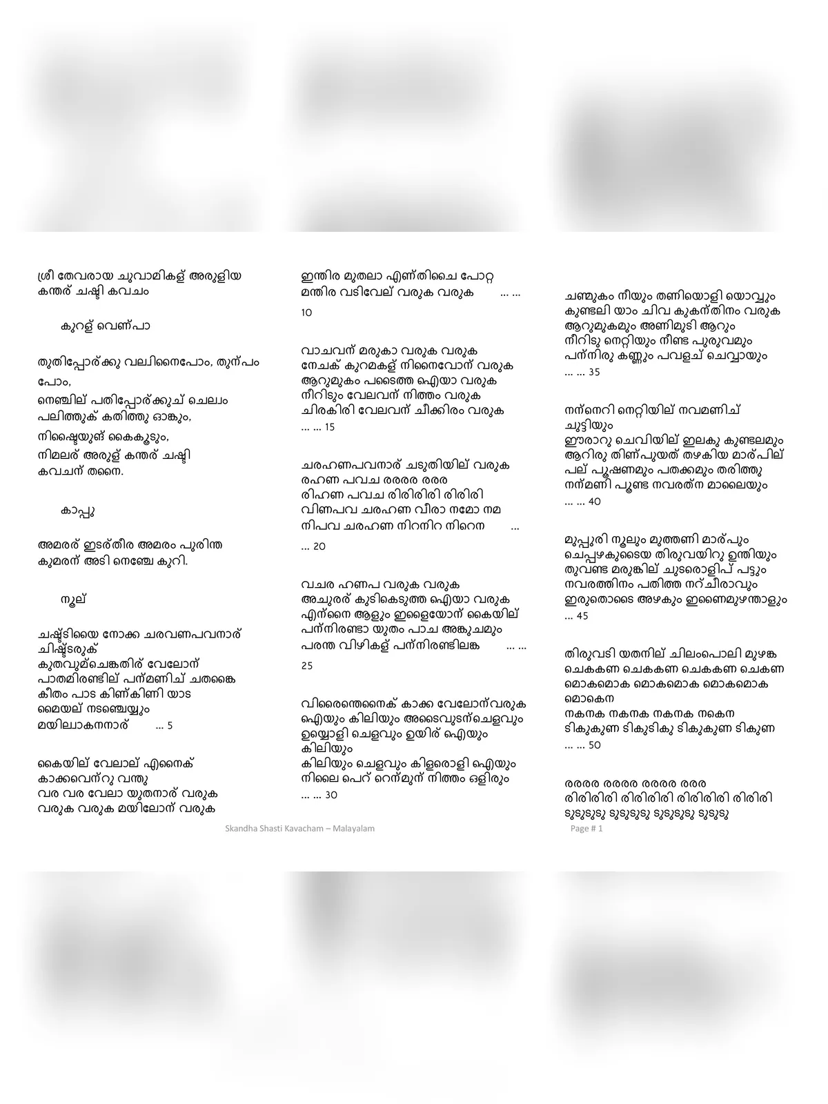 സ്കന്ദ ഷഷ്ഠി കവചം – Skanda (Kanda) Sashti Kavacham Lyrics