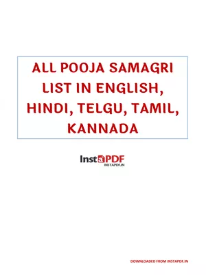 All Pooja Samagri List Telugu