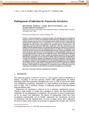 Pathogenicity of Entamoeba Histolytica