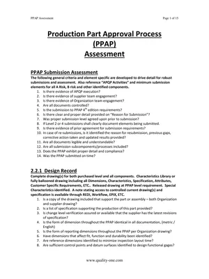 PPAP Documents List
