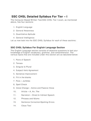 SSC CHSL Syllabus 2021