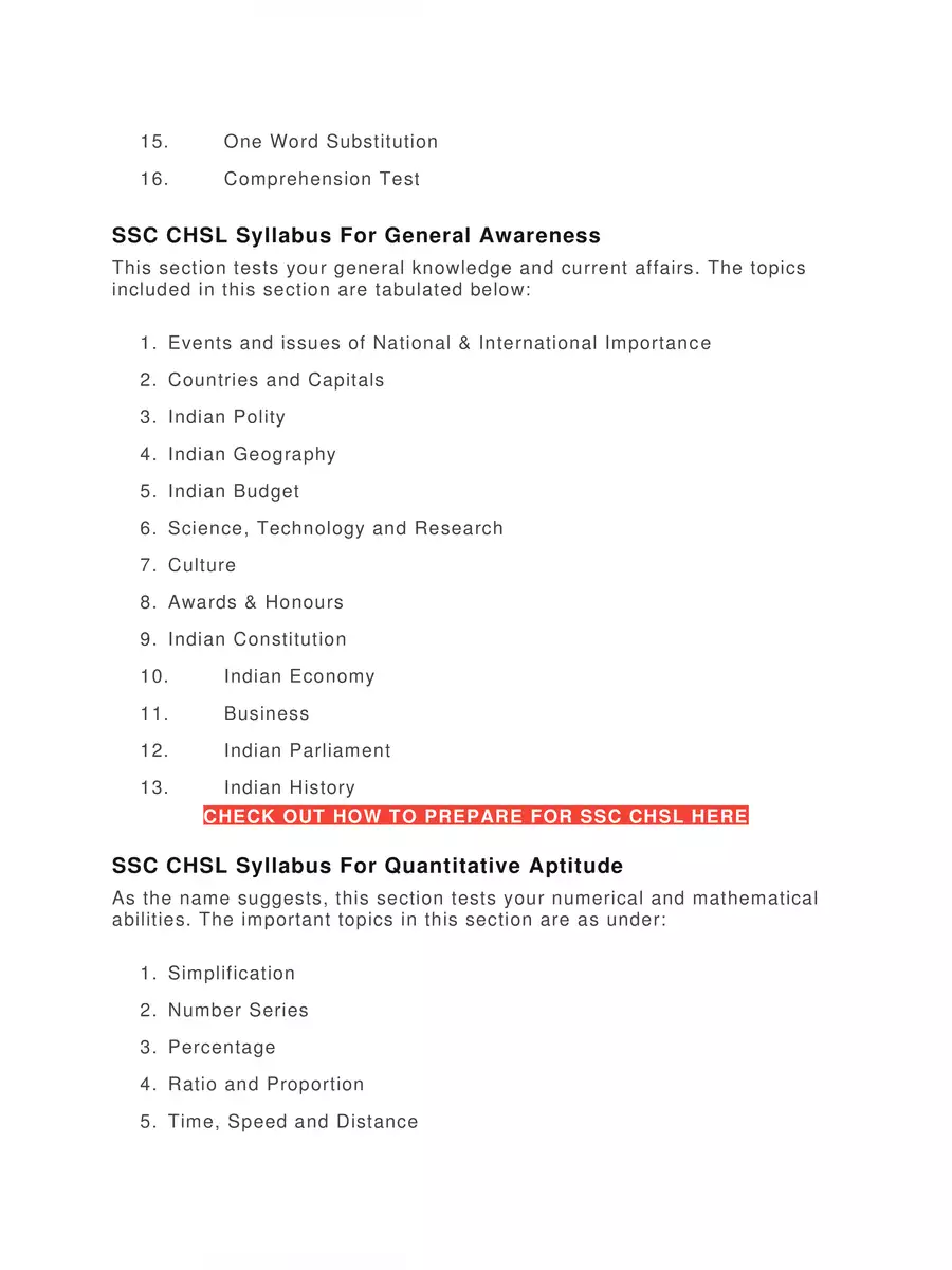 2nd Page of SSC CHSL Syllabus 2021 PDF