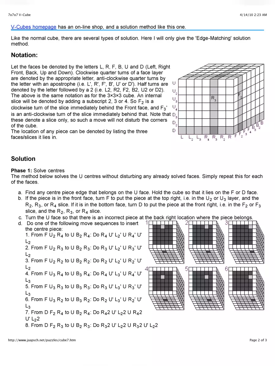 2nd Page of 7×7 Rubik’s Cube Solution PDF