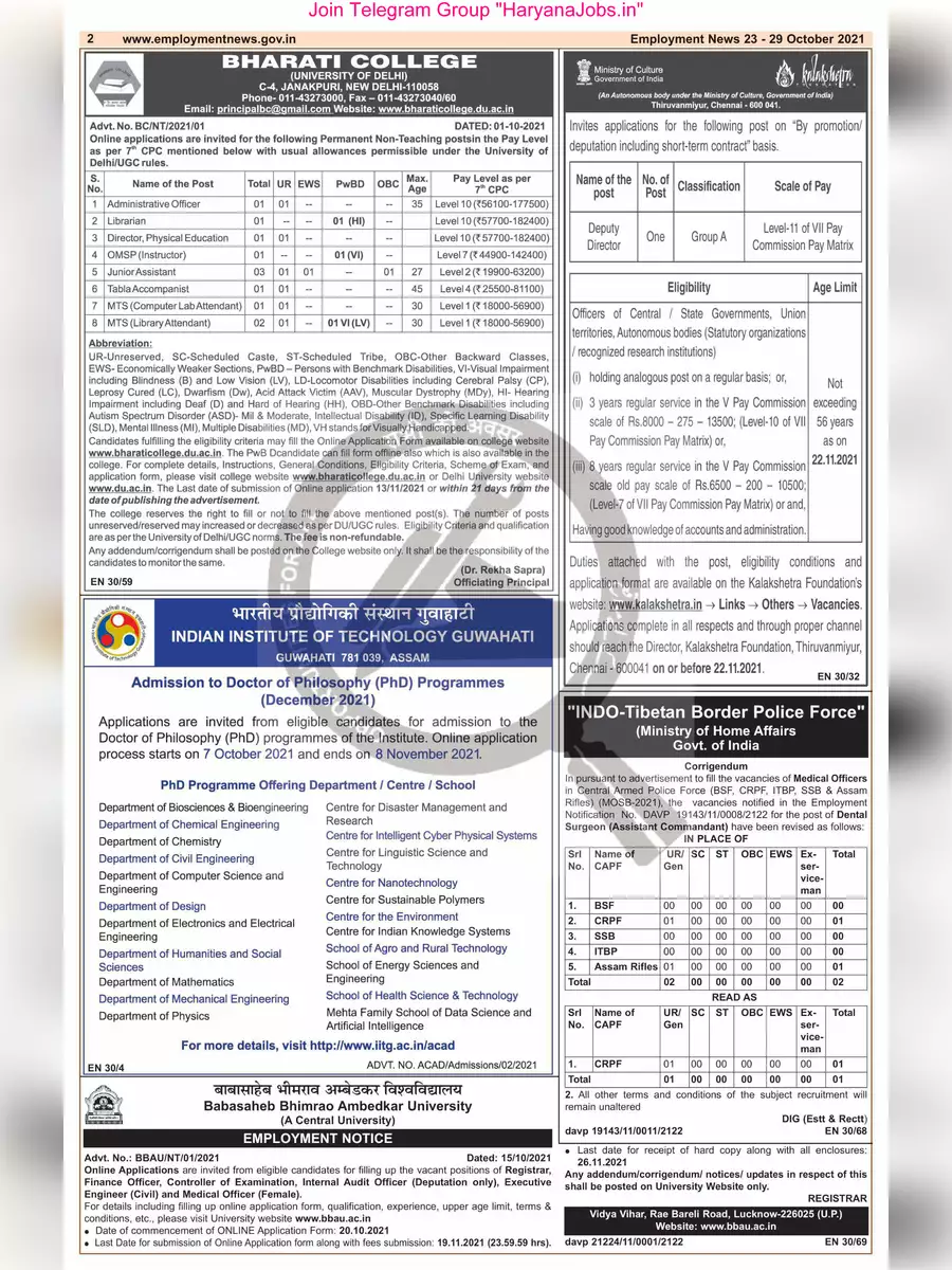 2nd Page of Employment Newspaper Fourth Week of October 2021 PDF