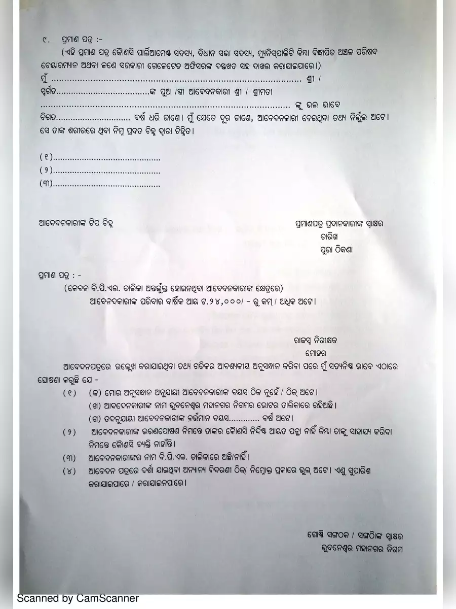 2nd Page of Madhu Babu Pension Yojana Form PDF