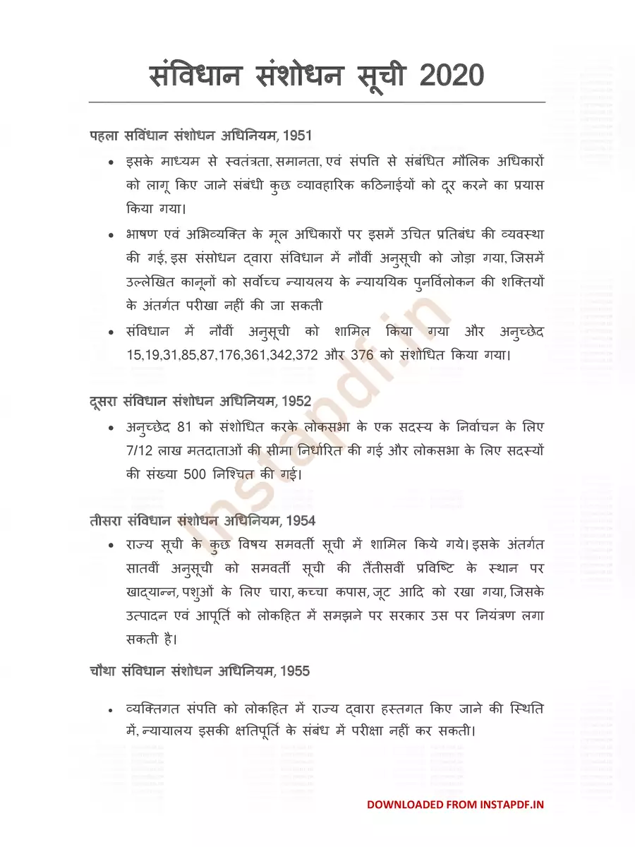 2nd Page of संविधान संशोधन लिस्ट 2024 (Samvidhan Sanshodhan List) PDF