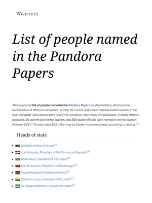 Pandora Papers List