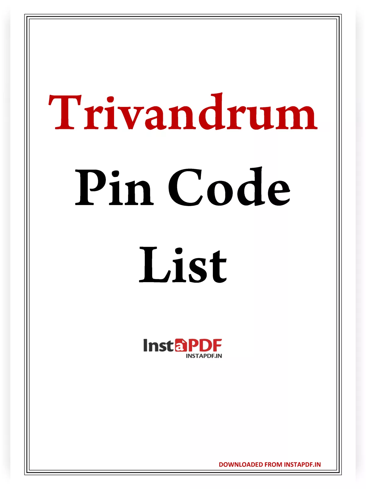 Trivandrum Pin Code List