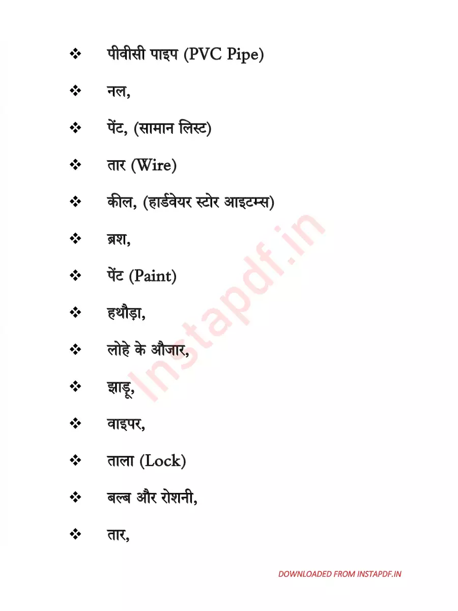 2nd Page of हार्डवेयर स्टोर सूची – Hardware Store Items List PDF