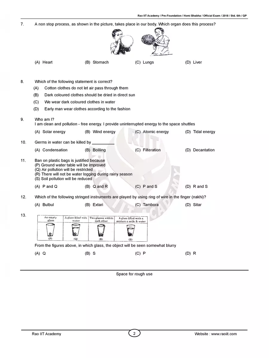 2nd Page of Homi Bhabha Exam Papers 6th PDF