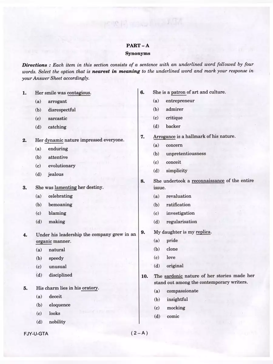 2nd Page of NDA Question Paper 2021 PDF