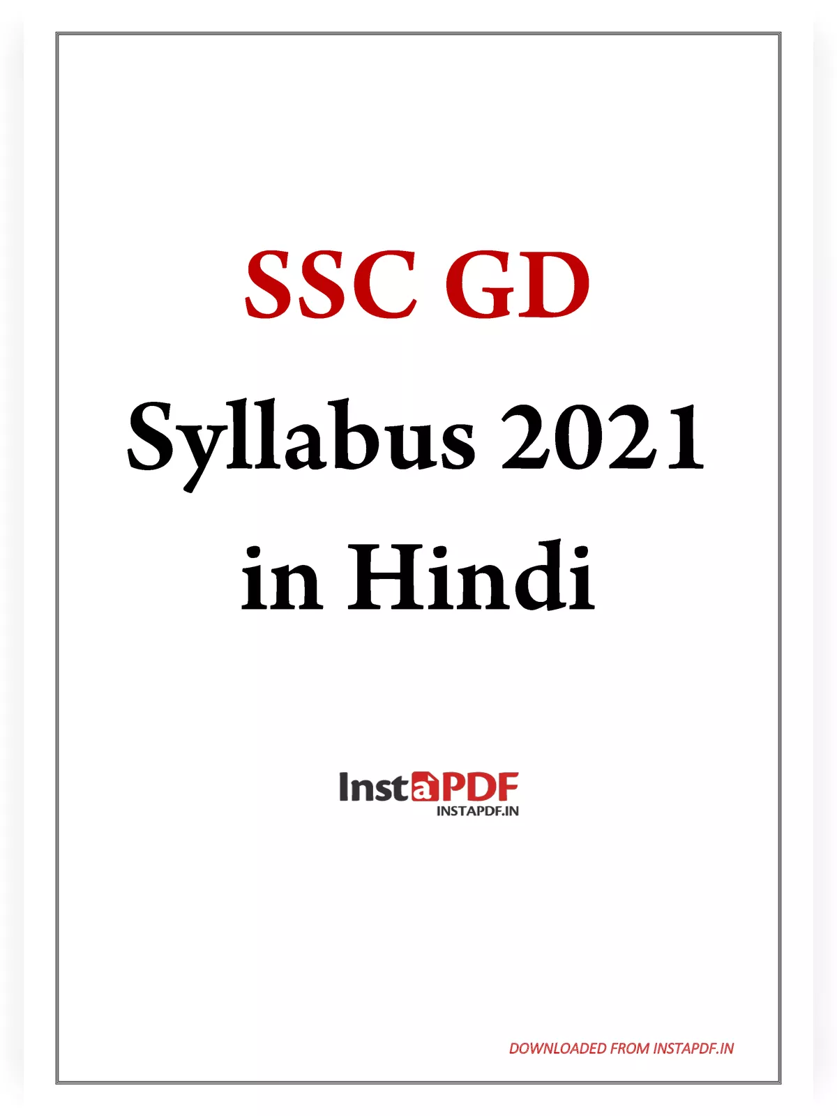 SSC GD Syllabus 2021