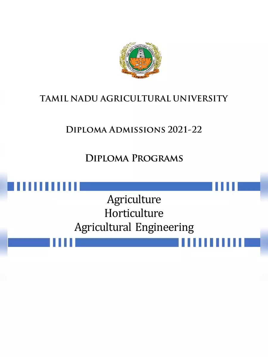 2nd Page of TNAU Diploma Brochure 2021-22 PDF