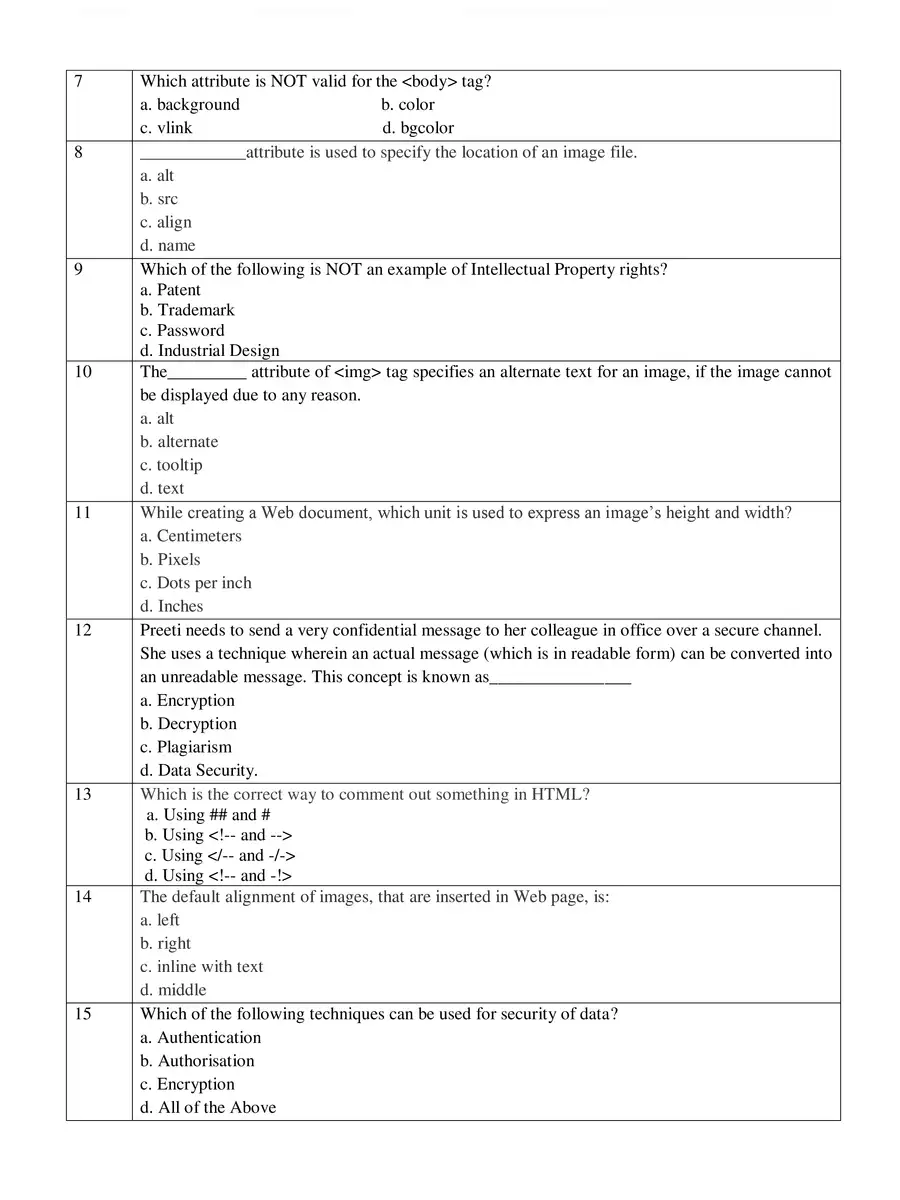 2nd Page of CBSE Class 10 Computer Applications Sample Paper 2021 PDF